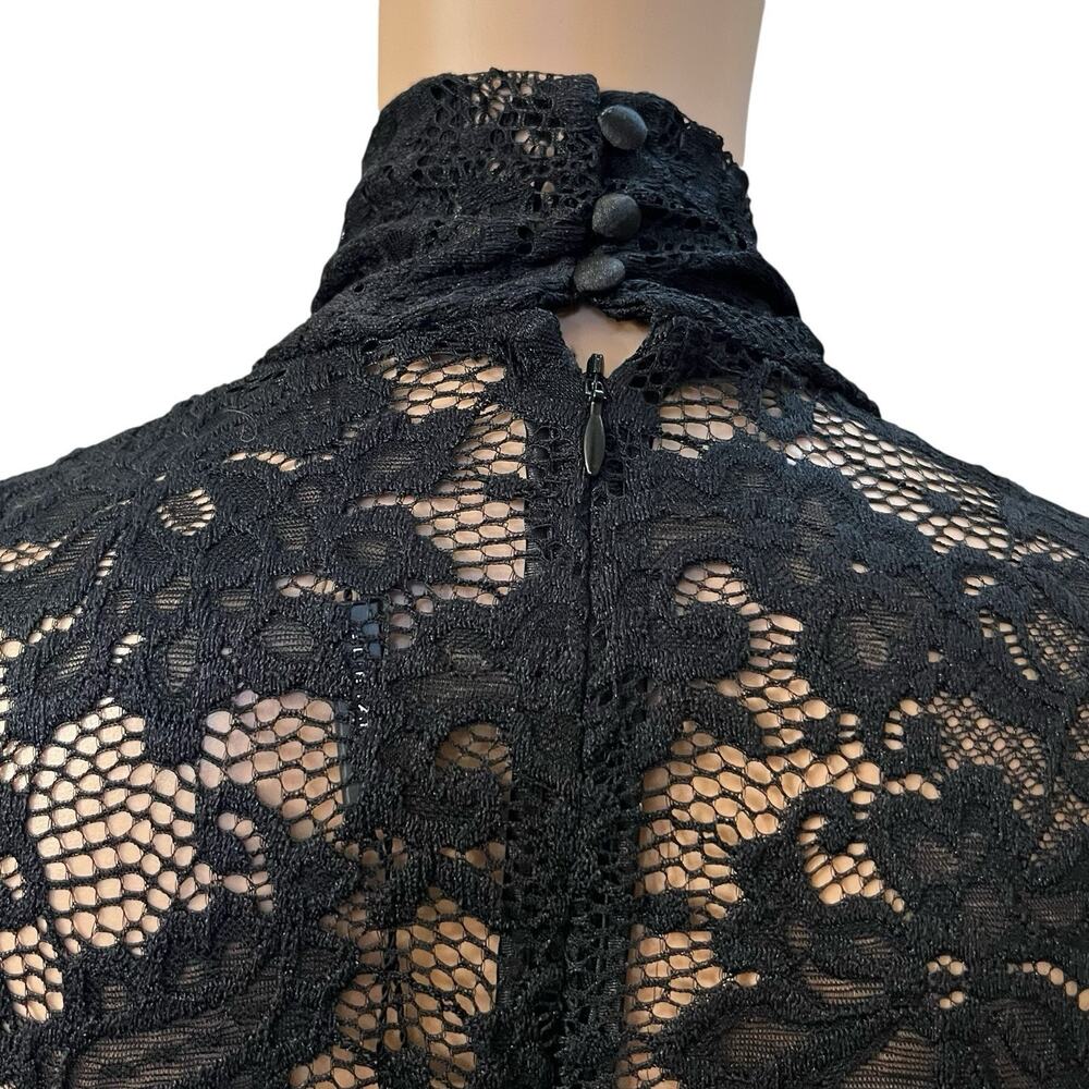 Elie Tahari Lace Sheath Dress Size 2 Twist Front Mock Neck Long Sleeve Classic - Picture 6 of 11